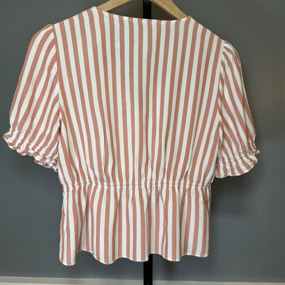 Striped V-Neck Button-Up Top - Picture 5 of 5